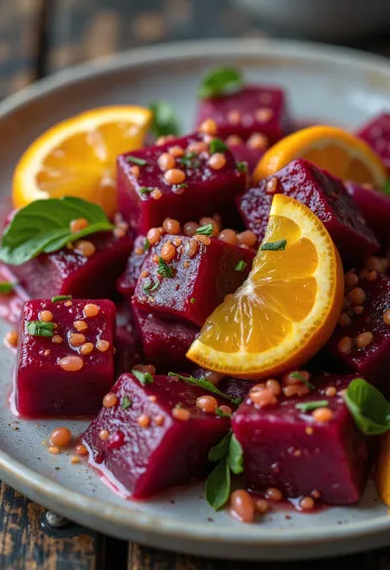 Beet salad with orange dressing and fresh parsley