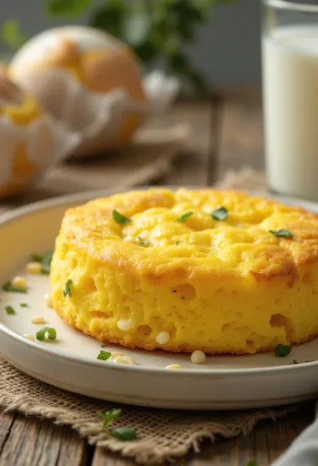 Slices of egg-rich cornbread served on a simple plate