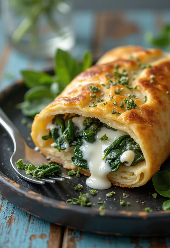 Freshly baked Greek Yogurt Spinach Calzone