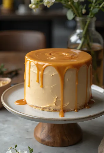 Caramel layer cake served