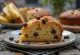 Baked Banana Cake with Raisins, golden brown and sliced