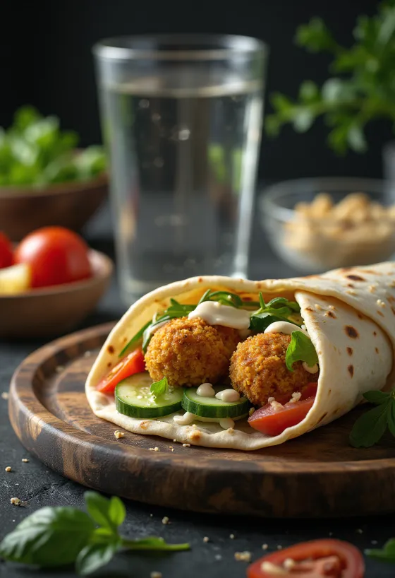 Sweet potato falafel wrap with vegetables