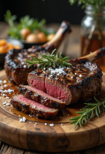 Grilled springbok steaks with rosemary and lemon.