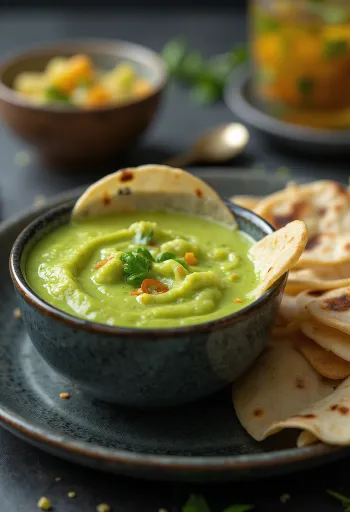 Indian mint yogurt chutney served