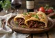 Piadina served with red wine beef ragu