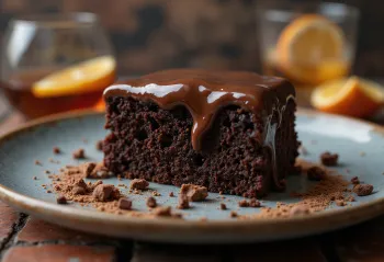 Rum chocolate cake slice