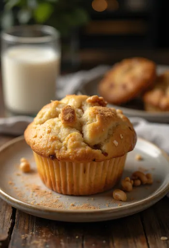 Apple walnut muffin served on a plate