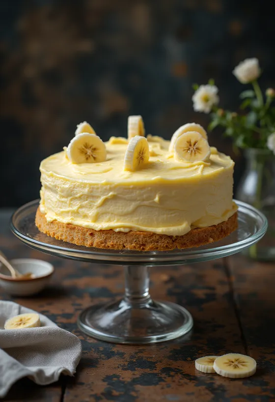 Banana cream mousse cake