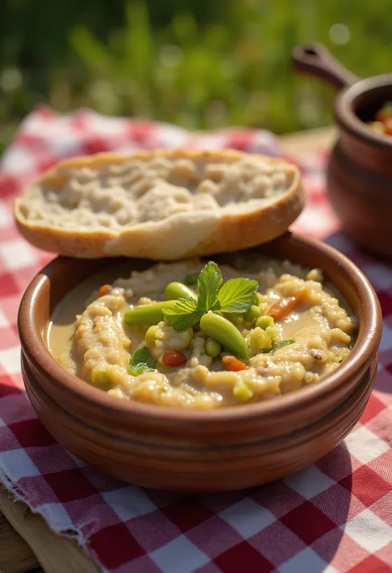 Haleem with vegetables served, rich, thick and spicy dish