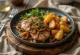 Pan-fried chicken livers with potatoes
