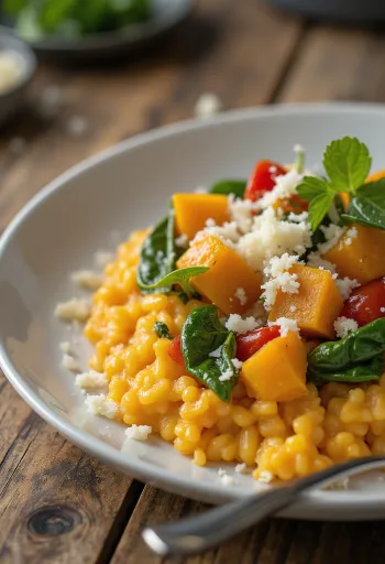 Butternut squash risotto with vegetables