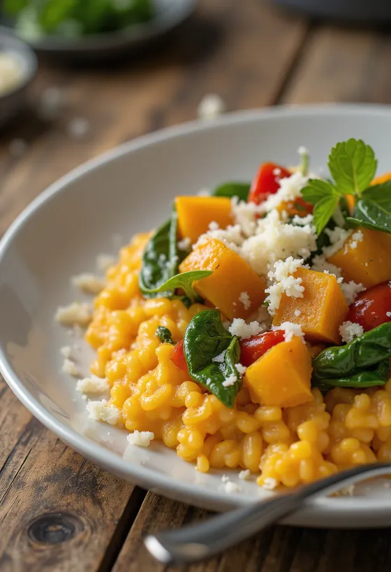 Butternut squash risotto with vegetables