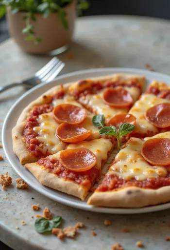 Vegan pepperoni pizza with plant-based cheese