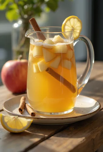 Homemade cinnamon apple juice in a glass