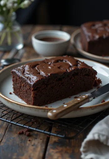 Classic chocolate cake served