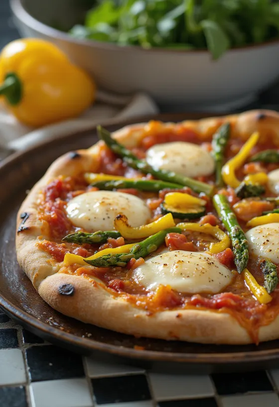 Pizza Primavera with fresh vegetables
