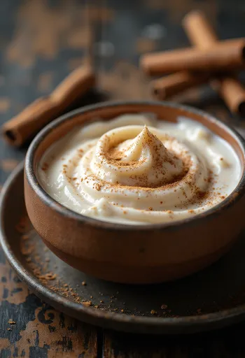Probiotic cinnamon yogurt served in glasses, sprinkled with cinnamon