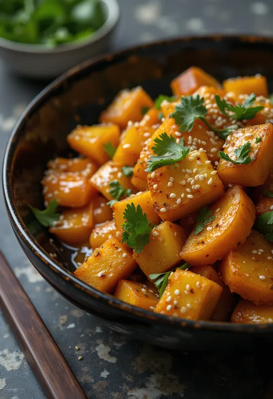 Butternut squash wok with curry tofu