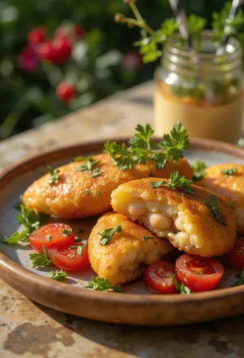 Acarajé with vinaigrette, decorated with fresh cilantro