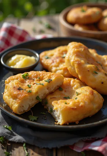 Skillet Herbed Bannock Bread, golden brown and rustic