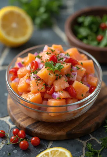 Lomi Lomi Salmon salad with fresh tomatoes and cilantro