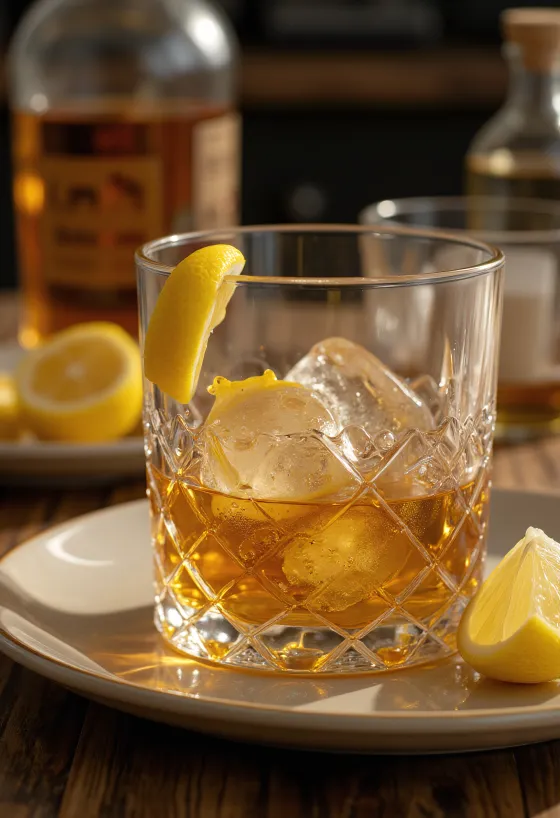 Honey whiskey in a glass