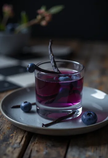 Blueberry liqueur in a bottle