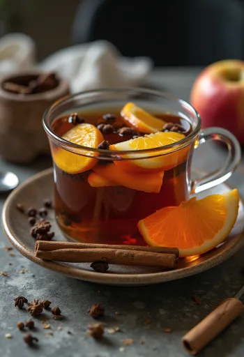Spiced apple orange tea in a glass