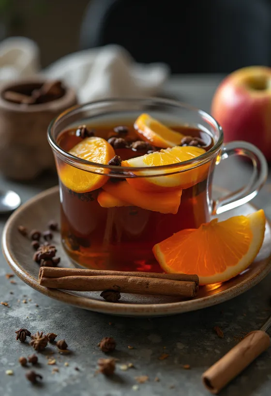 Spiced apple orange tea in a glass
