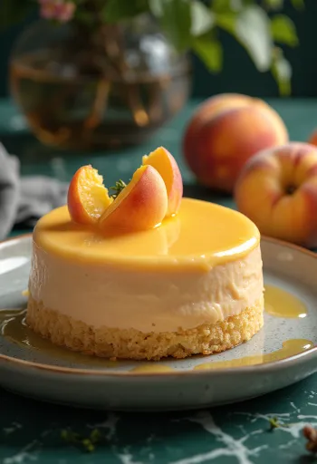 Peach mousse cake with fruit
