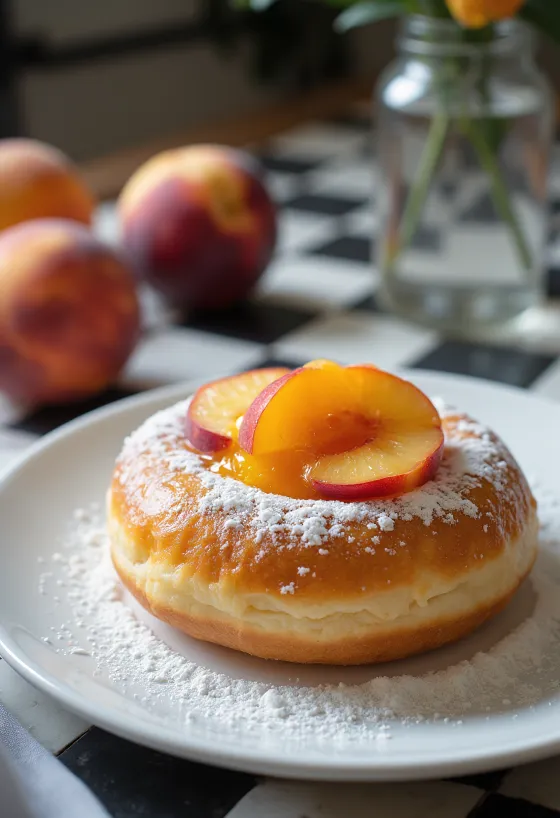 Apricot doughnuts with fresh fruit topping