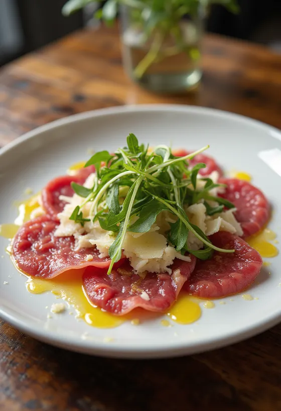 Beef carpaccio with arugula and parmesan