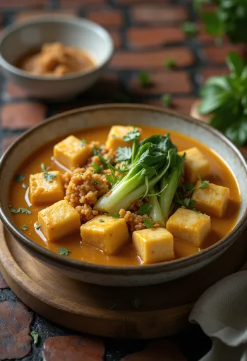 Kare-Kare with tofu, peanut sauce, served with vegetables