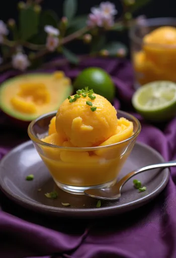 Mango Sorbet served in a bowl