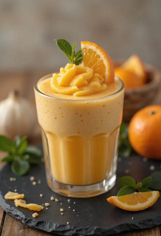 Mint-orange smoothie in a glass