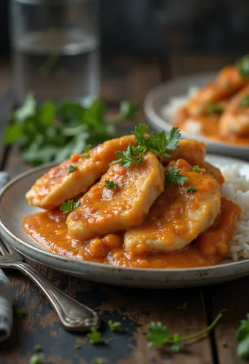 Juicy chicken breast pieces in a rich, creamy sour cream paprika sauce.
