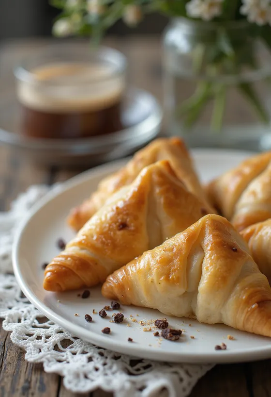 Chocolate marzipan samosa in crispy pastry