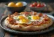 Carbonara pizza with egg, guanciale, and pecorino