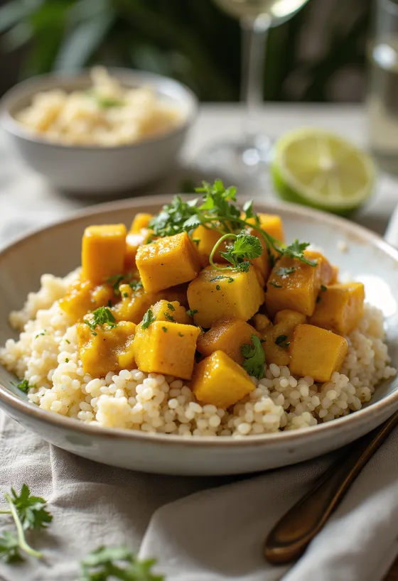 Butternut squash lime tofu with quinoa curry