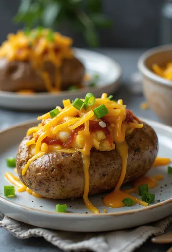 Twice-baked BBQ potato boats served on a plate
