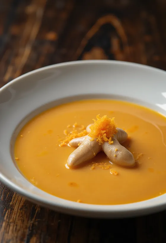 Ginger carrot soup served in a bowl