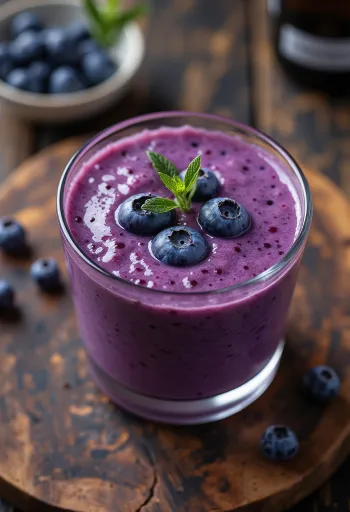 Mint-blueberry smoothie in a glass