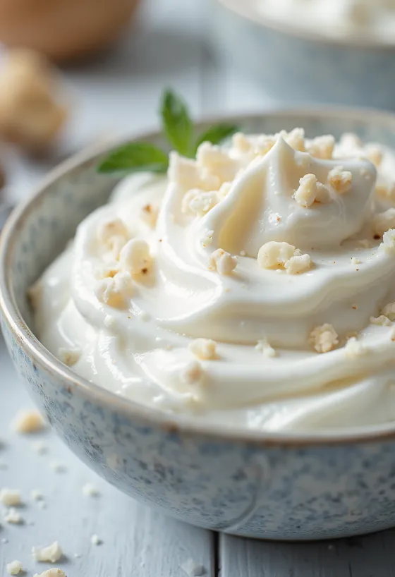 Creamy mint yogurt sauce served in a bowl
