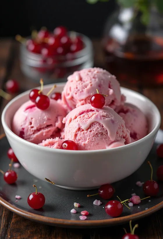 Red Currant Ice Cream served