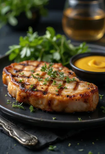 Grilled pork chops with rosemary and garlic