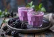 Black currant kefir served in glasses with fresh currants