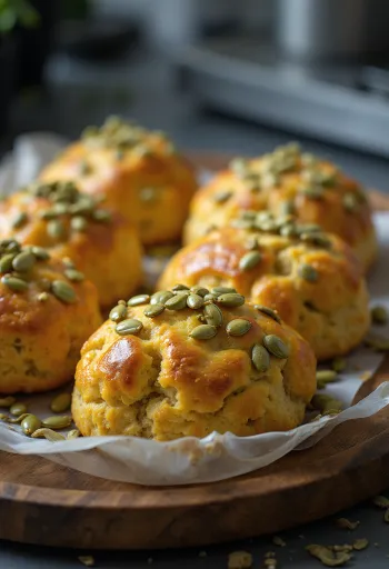 Freshly baked pumpkin seed biscuits