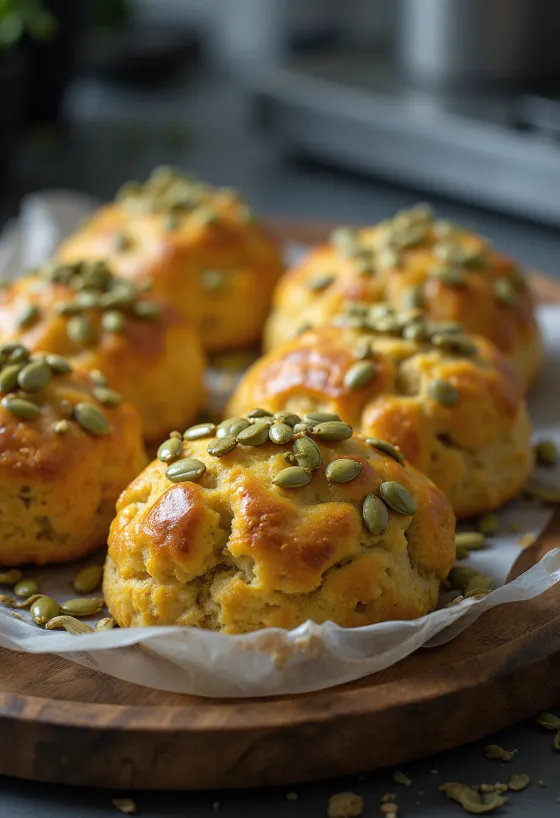 Freshly baked pumpkin seed biscuits