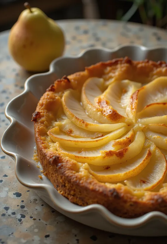 Rustic Pear Cake served on a plate