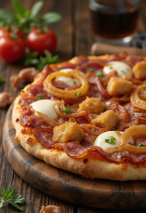 Pancetta pizza with red onion